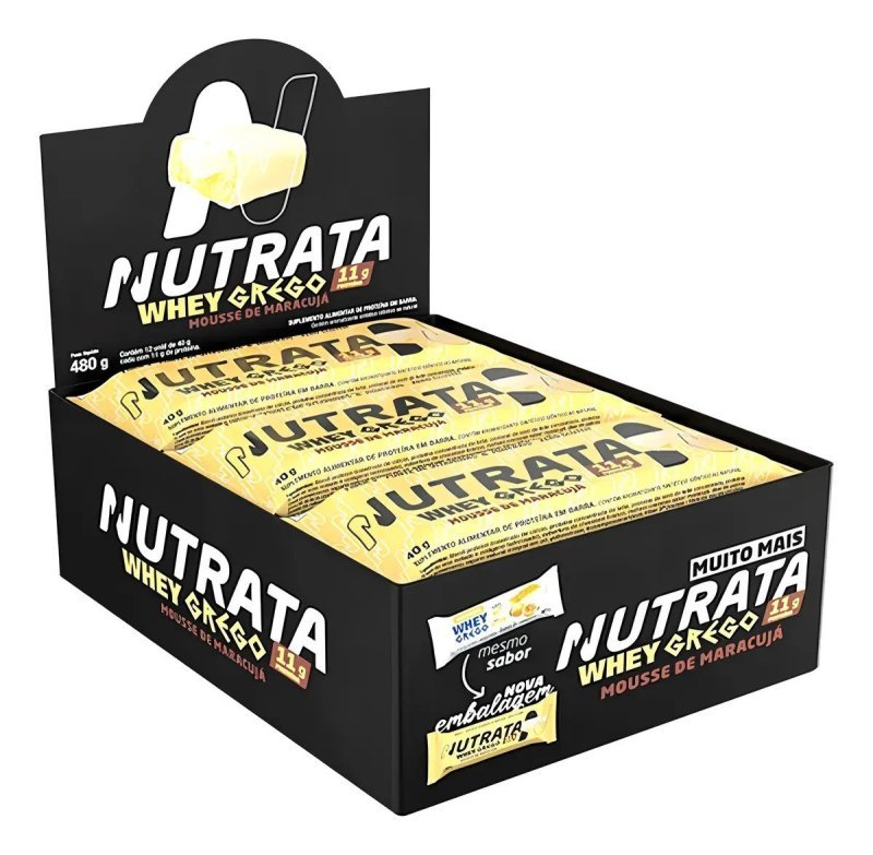Barra Whey Grego 40g 12 Unidades Mousse De Maracujá Nutrata
