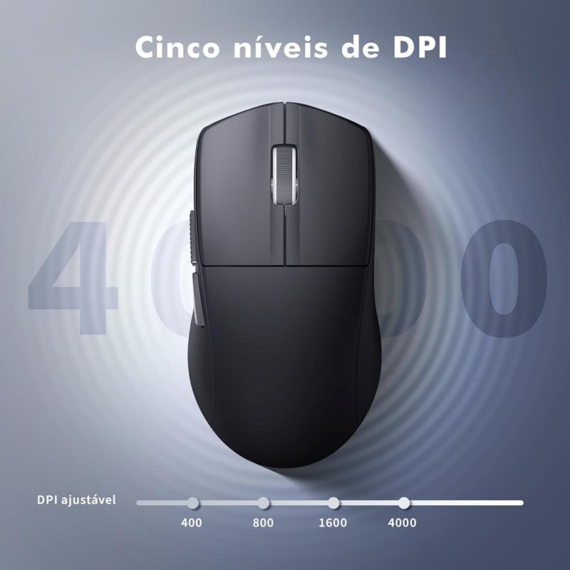 Mouse Sem Fio Gamer Leve, 2.4G, Bluetooth, USB-C