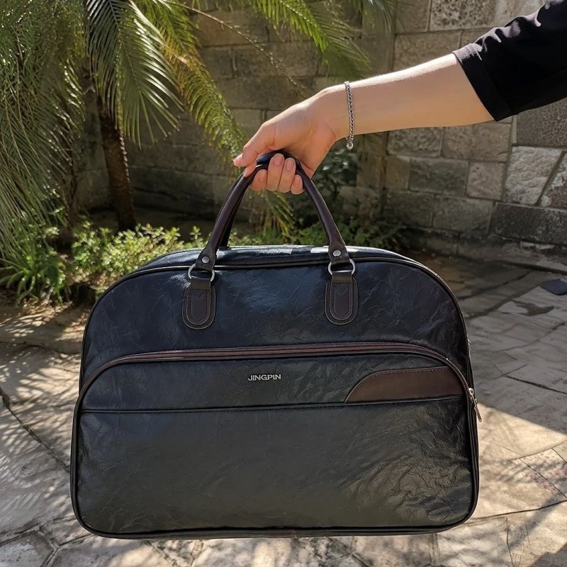 Bolsa Couro Grande De Viagem Mala Mão Resistente Preta Artestore