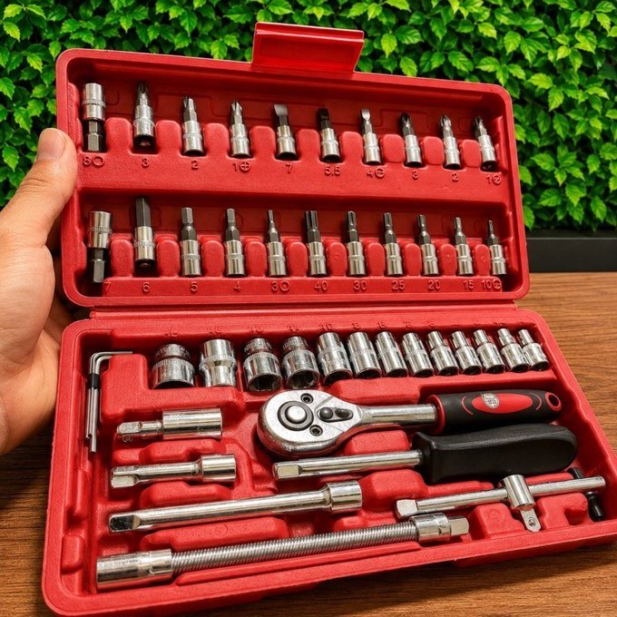 Kit com 46 Chave Catraca Jogo De Soquetes Allen Com Maleta + Frete Grátis