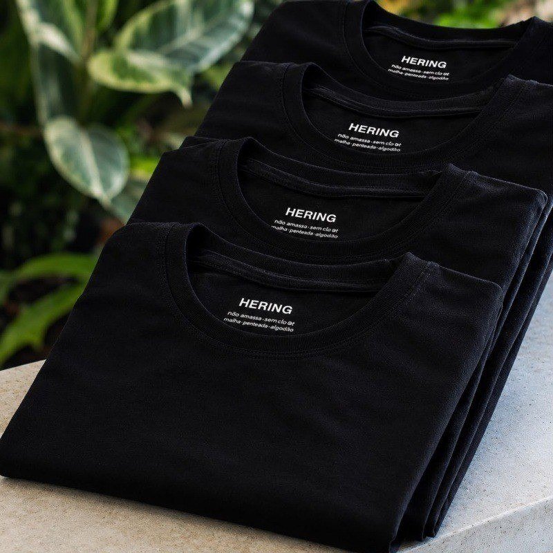 Kit Com 3 Camisetas Masculinas Básicas Slim Cor Preto Hering