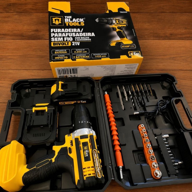 Parafusadeira Furadeira De Impacto The Black Tools Profissional TB-21PX