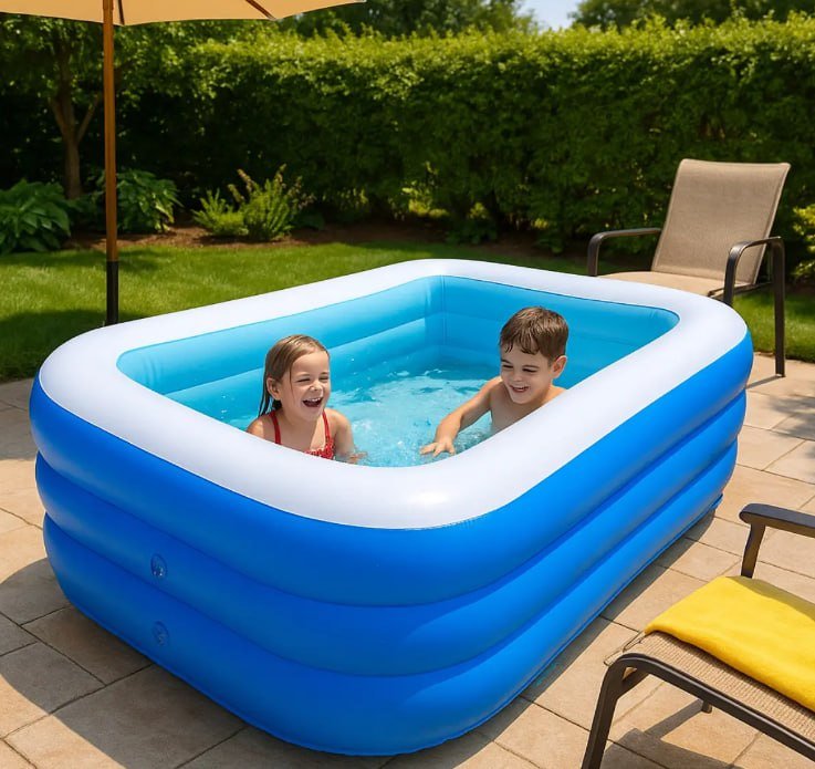 Piscina Infantil Retangular Inflável De Plástico Resistente 330L