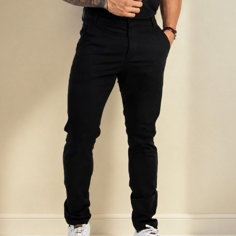 Calça Sarja Social Masculina Esporte Fino Com Elastano