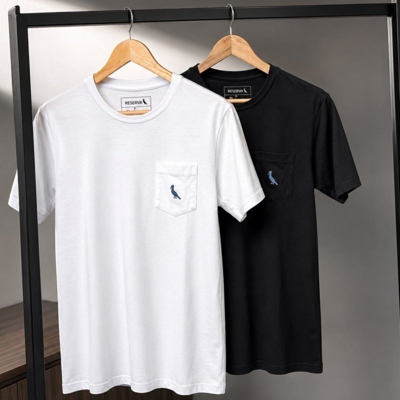 Kit 2 Camisetas Bolso Cb Pica-pau Xadrez Reserva Preto/branco G