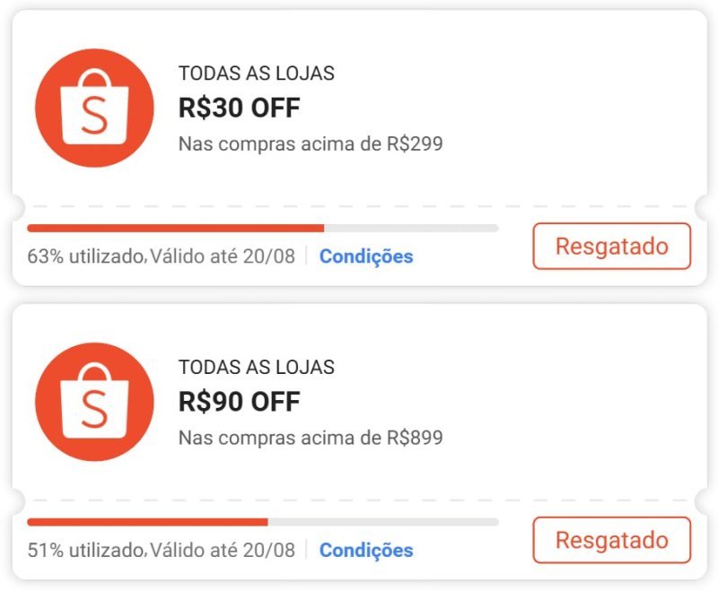 Cupons Shopee Esgotando
