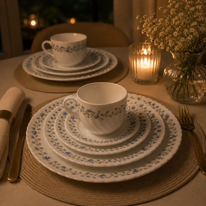 Aparelho de Jantar 20 Peças Vidro Opaline + Frete Grátis