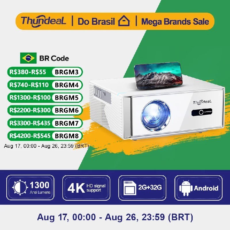 Projetor ThundeaL TD95W Android Full HD 1080P WiFi 2K 4K Portátil Smart TD95 LED TD 95