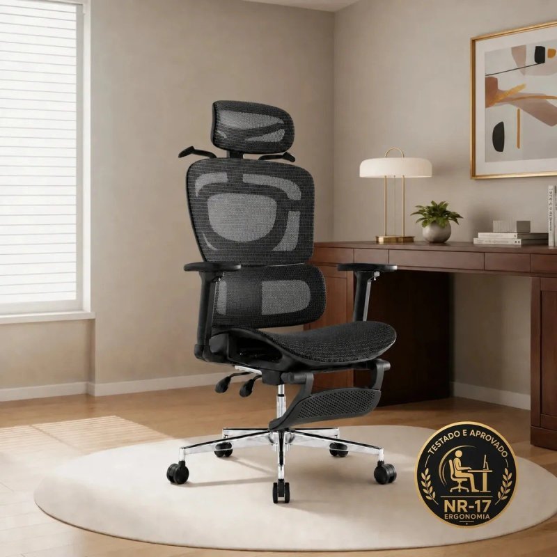 Cadeira De Escritório Ergonômica Giratoria Nr17 Malha Respirável - Corsair