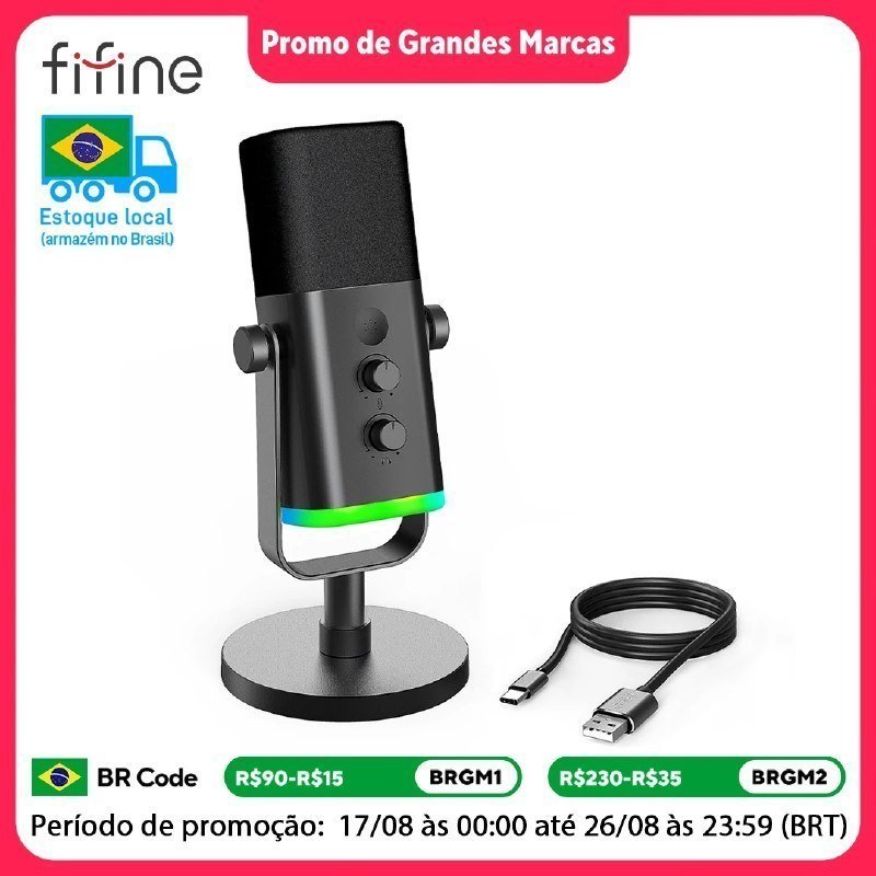 Fifine AM8 Microfone Dinâmico RGB