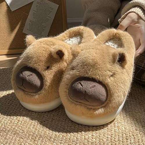 BEMMY Pantufas Felpudas e Aconchegantes para Masculino e Feminino Estampa de Capivara