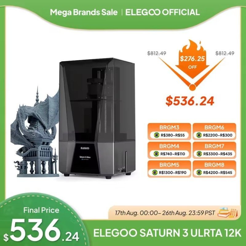 ELEGOO Saturn 3 Ultra – Impressora 3D de Resina MSLA 12K