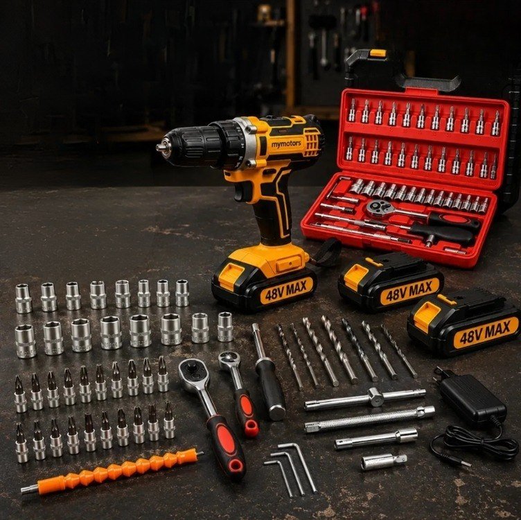Furadeira Parafusadeira De Impacto 2 Baterias 21v + 46 Peças + Frete Grátis