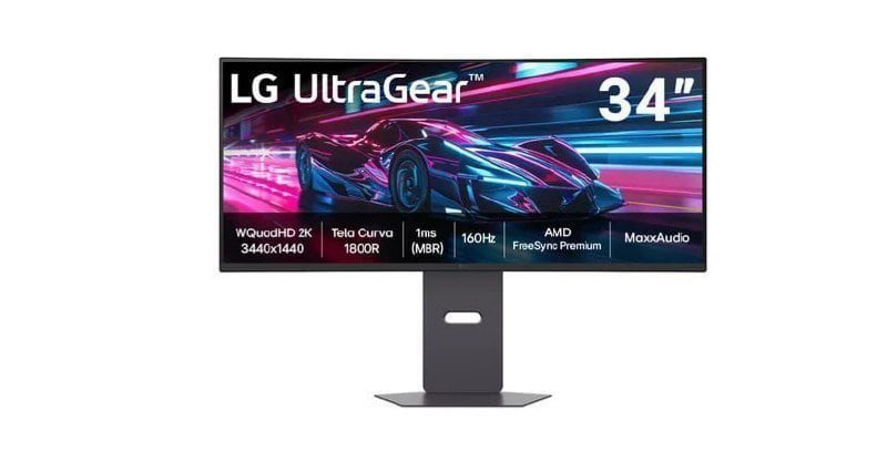 Monitor Gamer LG UltraGear Curvo 34" QuadHD 2K, UltraWide, 160Hz, 1ms