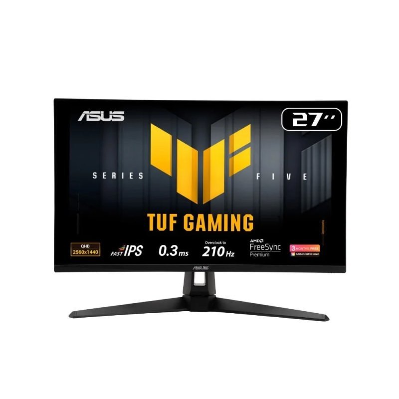 Monitor Gamer ASUS TUF 27", QHD, 210Hz, 0.3ms, Fast IPS, G-Sync Comp, FreeSync Premium, HDR10, Som Integrado VG27AQ5A