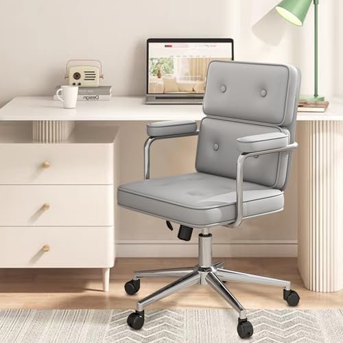 Cadeira de Escritório Compacta Python Fly – Couro Sintético Premium & Base Metálica