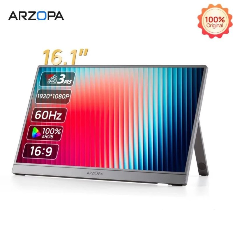 Monitor Portátil para Jogos ARZOPA de 16,1 Polegadas, 1080P 300cd/㎡ Tela IPS