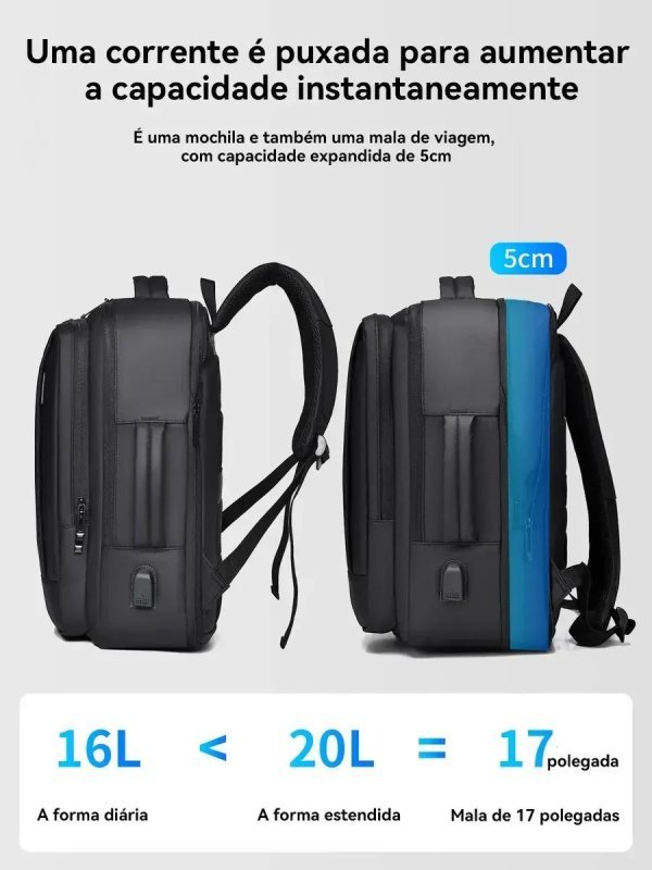 Mochila Jiesipote Reforçada Expansível à Prova D’água