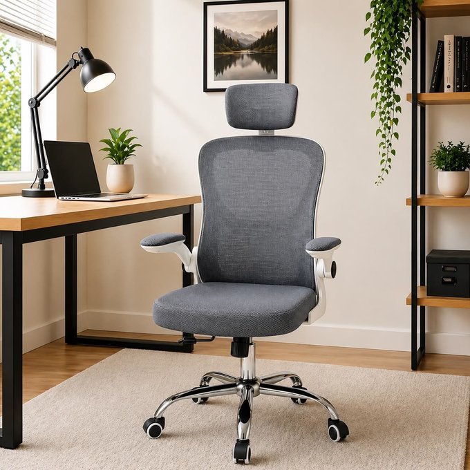 Cadeira De Escritório Ergonômica Giratória Bari Tela Mesh