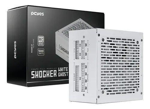 Fonte Gamer Pcyes Shocker Full Modular 500w - White Ghost Cor Branco