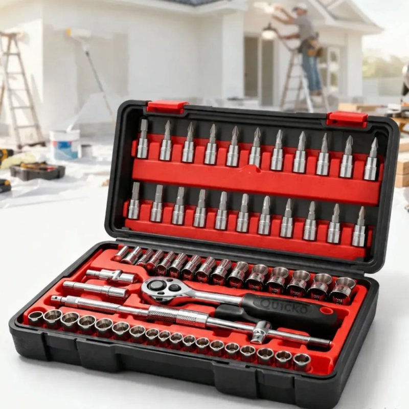 Kit 46 Chave Catraca Jogo De Soquetes Allen Torx