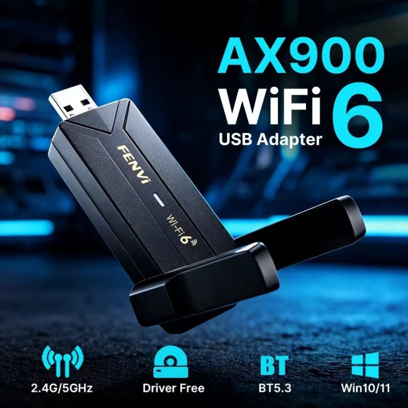 3 UNIDADES - FENVI Adaptador USB Wi-Fi 6 AX900 + Bluetooth 5.3 – Dual Band 2.4/5GHz