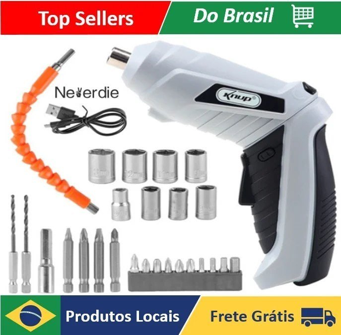Parafusadeira Sem Fio portátil Recarregavel 32 ponteiras + maleta com acessórios