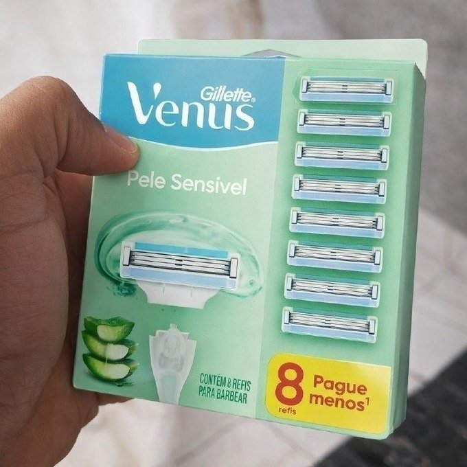 8 Unidades Carga Gillette Vênus Pele Sensível com Aloe Vera