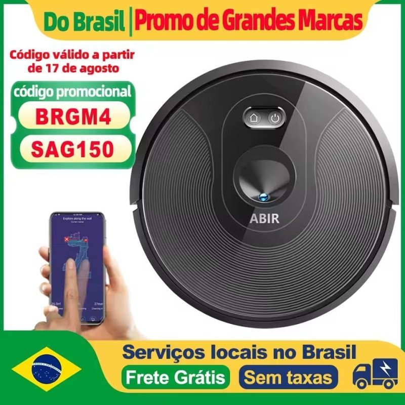 Robô aspirador de pó ABIR X6, Sucção 6000pa, Mapeamento. (Compatível com Google e Alexa)