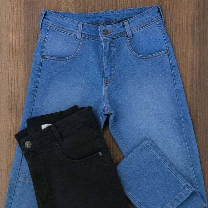 Calça Jeans Masculina Corte Reto Tradicional Lycra Básica