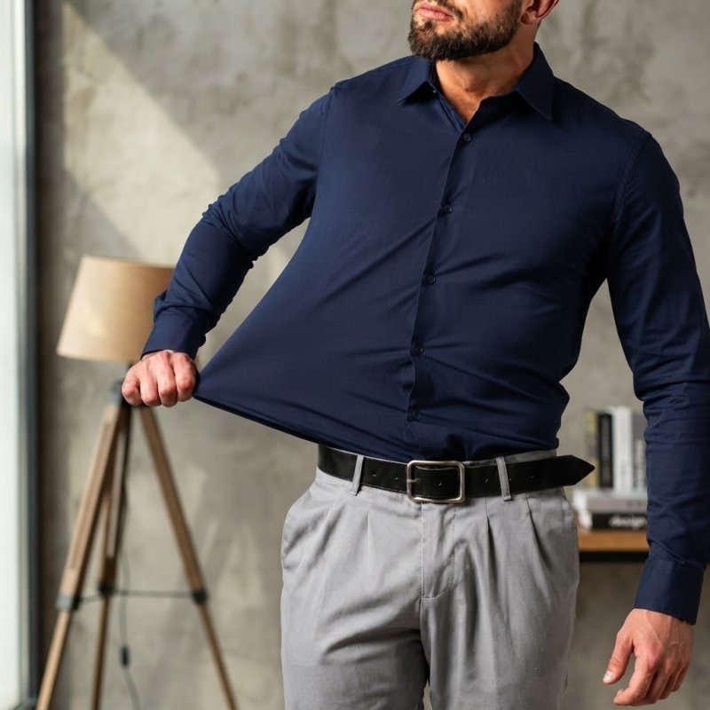 Camisa Social Masculina Slim Com Elastano Premium Stretch