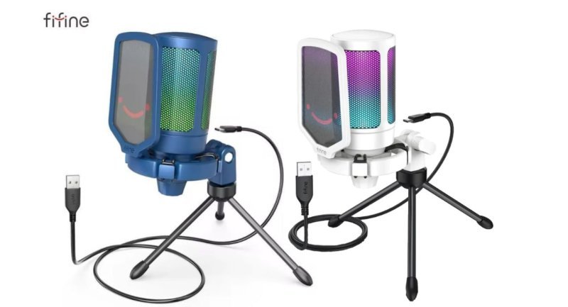 Microfone Fifine A6v Com Luz Rgb Com Pop Filter