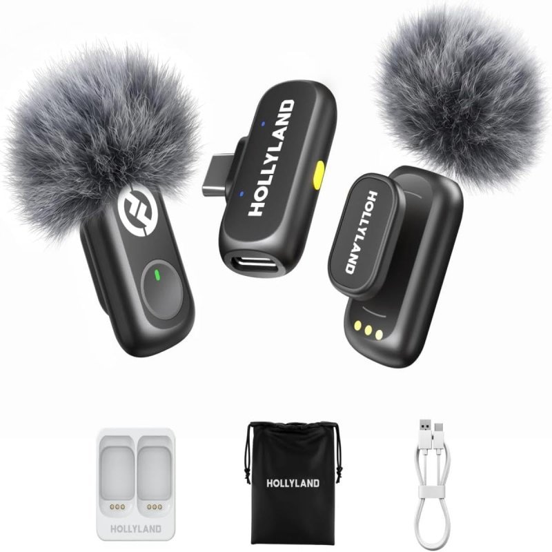 Hollyland LARK A1 Mini Duo USB-C - Microfone Sem Fio - Preto