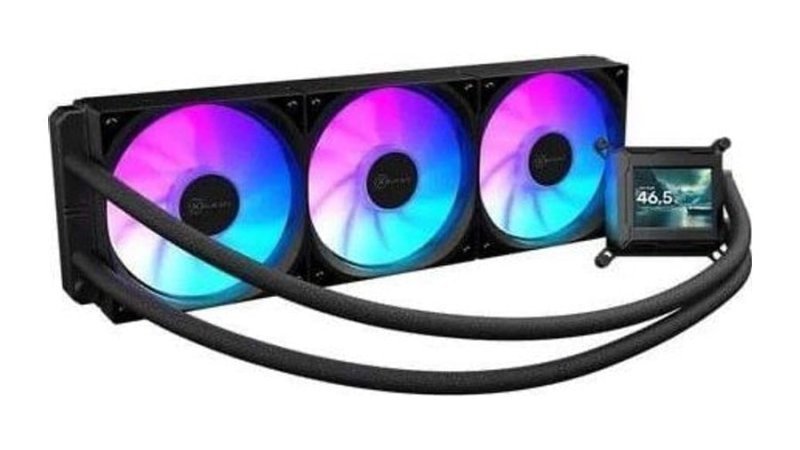Water Cooler Kalkan Aura Com Tela Lcd 360mm ARGB Intel Amd Preto