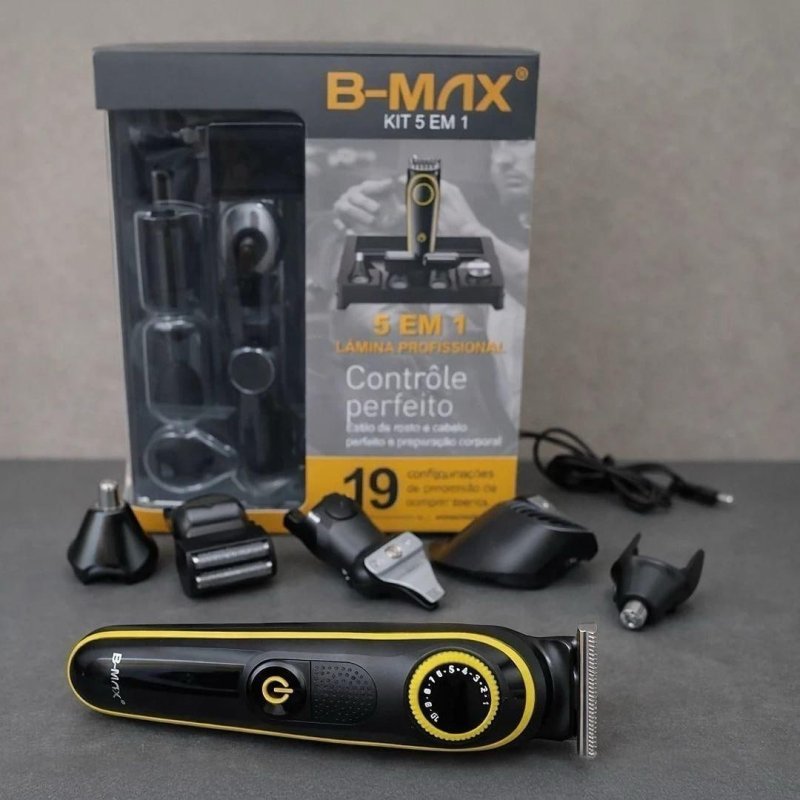 Máquina De Cortar Cabelo Fazer Barba B-Max Bmc036 5 Em 1 Cor Preto