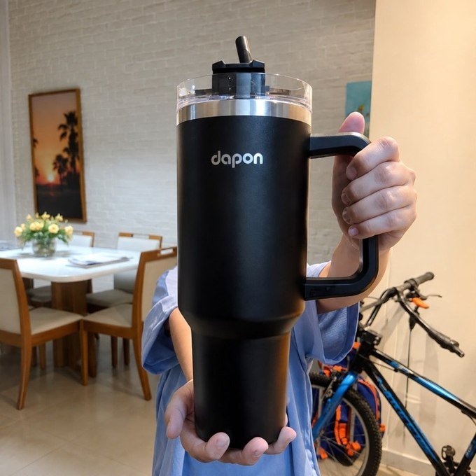 Copo Térmico Dapon 1200ml Inox Com Canudo Tampa + Frete Grátis