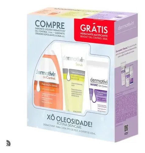 Kit Sabonete + Scrub + Hidra Benzac Dermotivin Oleosa Dia/noite