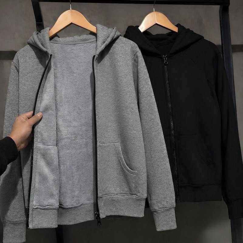 Kit 2 Moletons Com Capuz & Com Zíper, Casaco De Frio Inverno