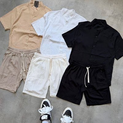 Conjunto Masculino Camisa Estampada + Shorts Moda Praia