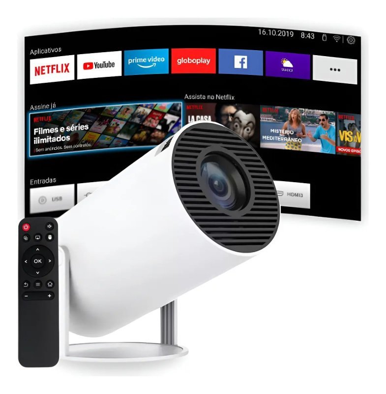 Projetor Portátil 4K HD Android 11.0 Smart Wi-Fi 5G Bluetooth