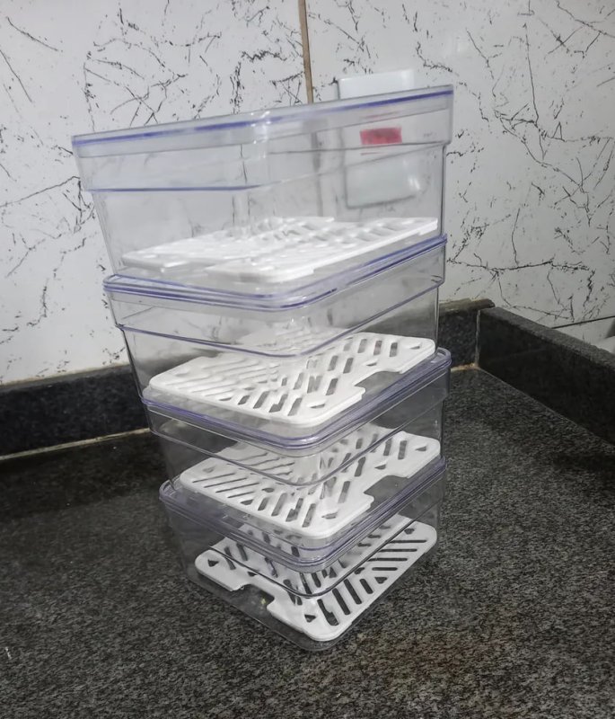 Kit 4 Organizadores de Geladeira 1,4L Acrílico