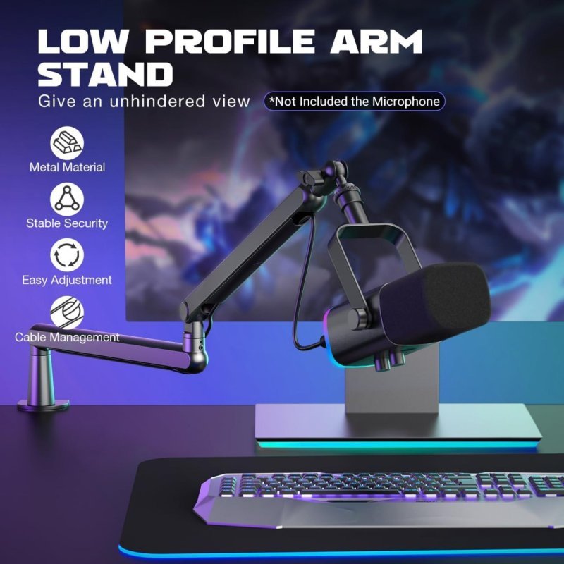 FIFINE BM88 Suporte Braço de Microfone – Boom Arm para Podcast, Streaming e Gaming