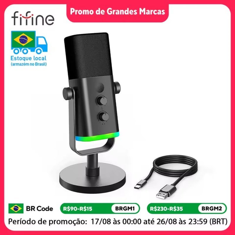 Microfone Fifine AM8 (XLR/USB + ARGB)