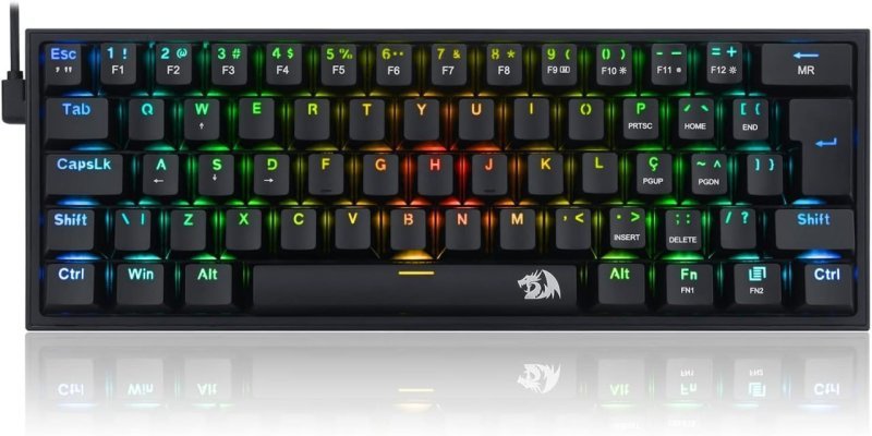 Teclado Mecânico Gamer Redragon Fizz RGB Preto Switch Marrom K617-RGB-B (PT-BROWN)