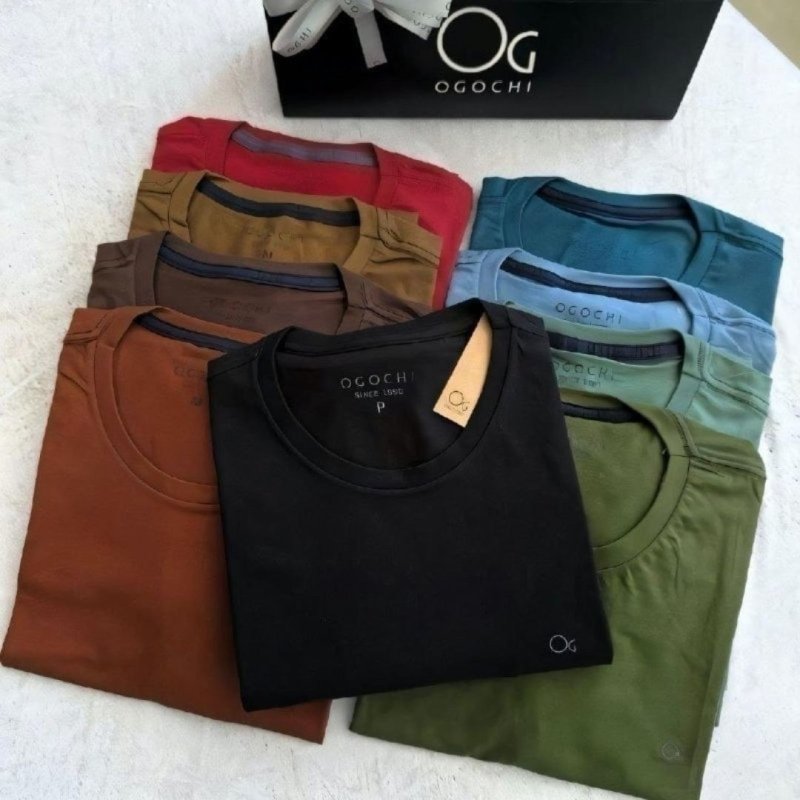 Camiseta Masculina Básica Slim Algodão - Várias Cores Ogochi