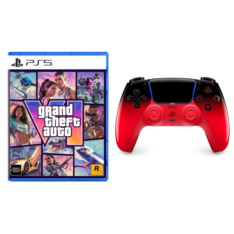 Bundle GTA VI PlayStation 5 + Controle sem fio PlayStation DualSense™ Techno Red
