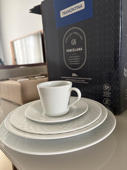 Aparelho De Jantar Tramontina Ingrid Em Porcelana 20 Peças