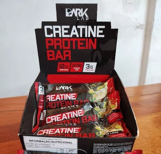 Creatine Protein Bar 12 Unidades 45g Dark Lab Sabor Frutas Vermelhas + Frete Grátis