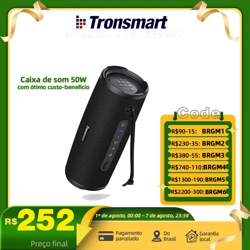 Caixa de Som Bluetooth Tronsmart Mirtune C3 Plus 50W