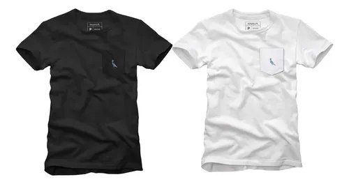 Kit 2 Camisetas Bolso Cb Pica-pau Xadrez Reserva Preto/branco G